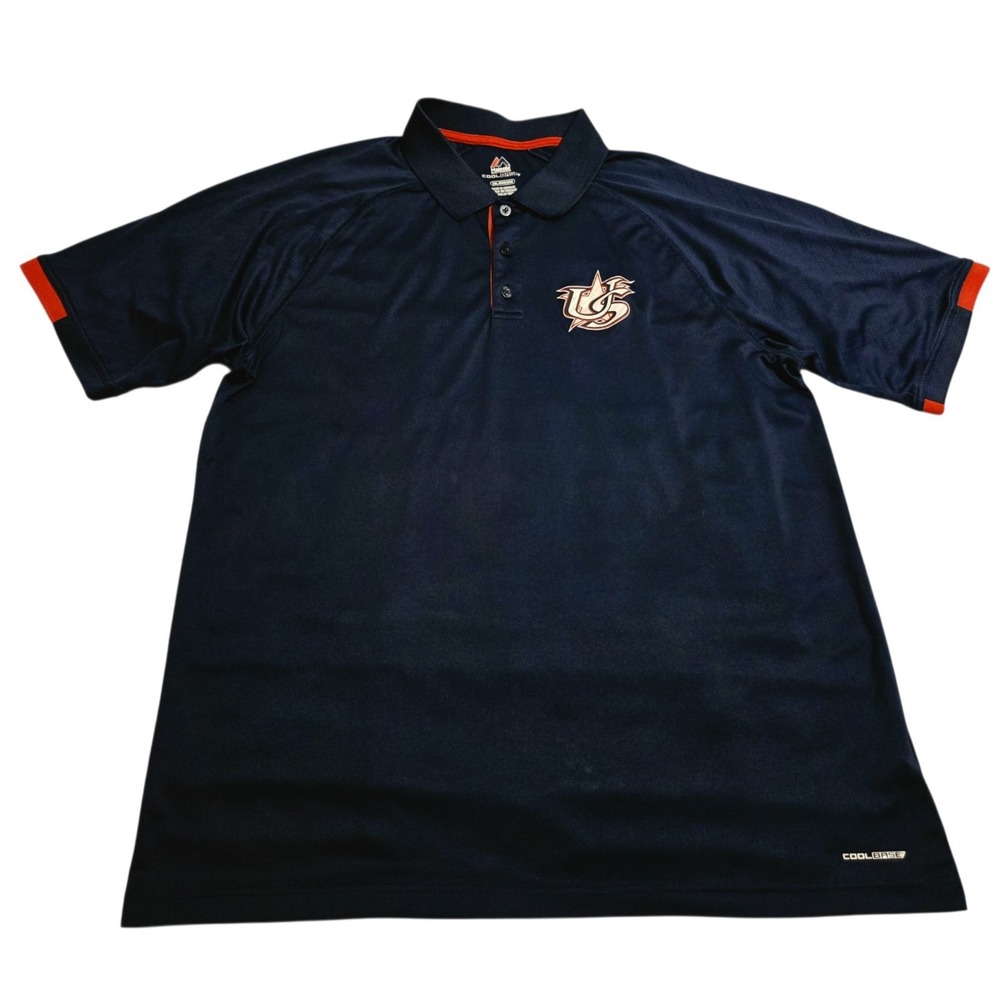 USA Baseball Majestic Cool Base Polo Shirt Mens 2XL Navy Red Team USA